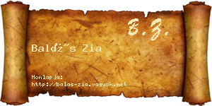 Balás Zia névjegykártya